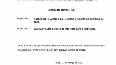 Convocatória Assembleia Geral 29/04/2023